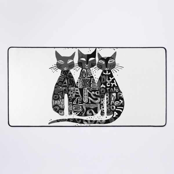 Item preview, Boho Retro Cats Trio - Simple Illustration in green, Blue, and Black designed and sold by ironpalette.