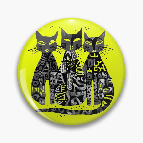 Item preview, Boho Retro Cats Trio - Simple Illustration in green, Blue, and Black designed and sold by ironpalette.