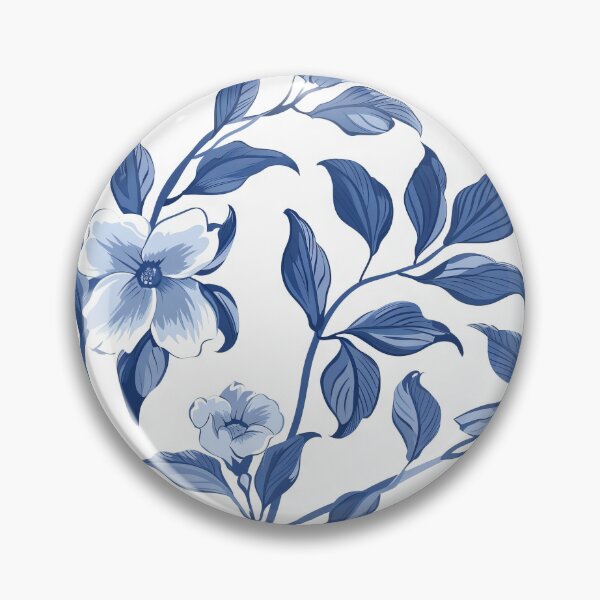 Item preview, Azure Oasis: High-Contrast Blue Floral Wallpaper designed and sold by cruzjone.