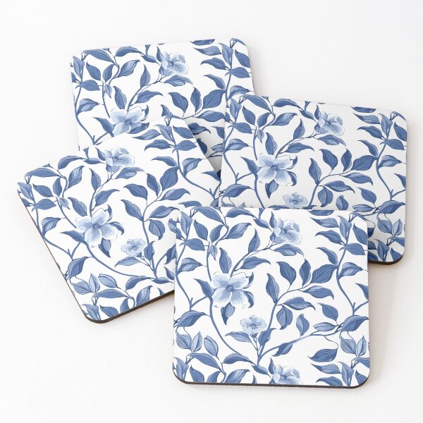 Item preview, Azure Oasis: High-Contrast Blue Floral Wallpaper designed and sold by cruzjone.