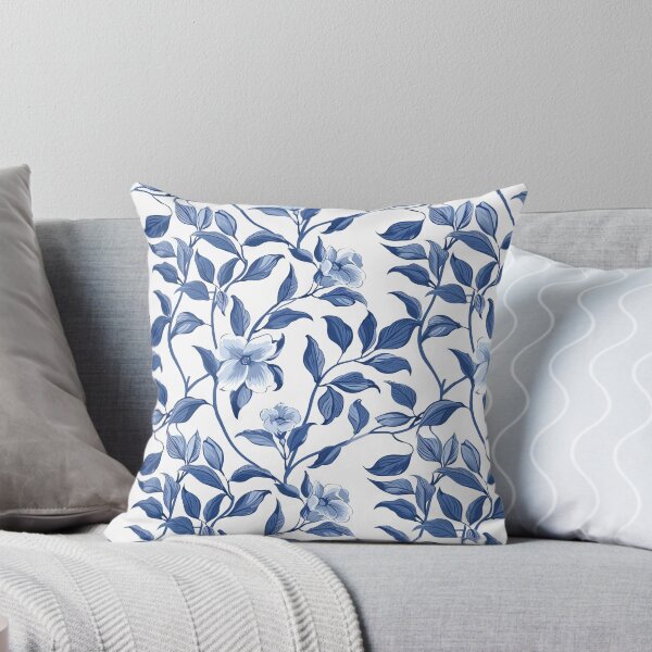 Item preview, Azure Oasis: High-Contrast Blue Floral Wallpaper designed and sold by cruzjone.