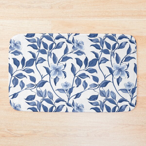 Item preview, Azure Oasis: High-Contrast Blue Floral Wallpaper designed and sold by cruzjone.