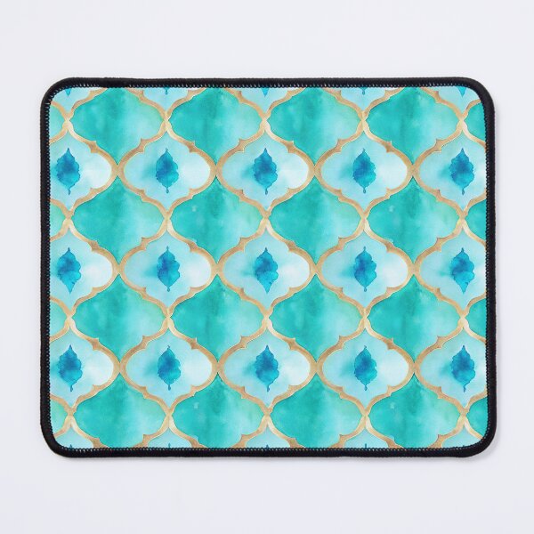 Item preview, Turquoise and gold moroccan tile pattern designed and sold by patterncrow.
