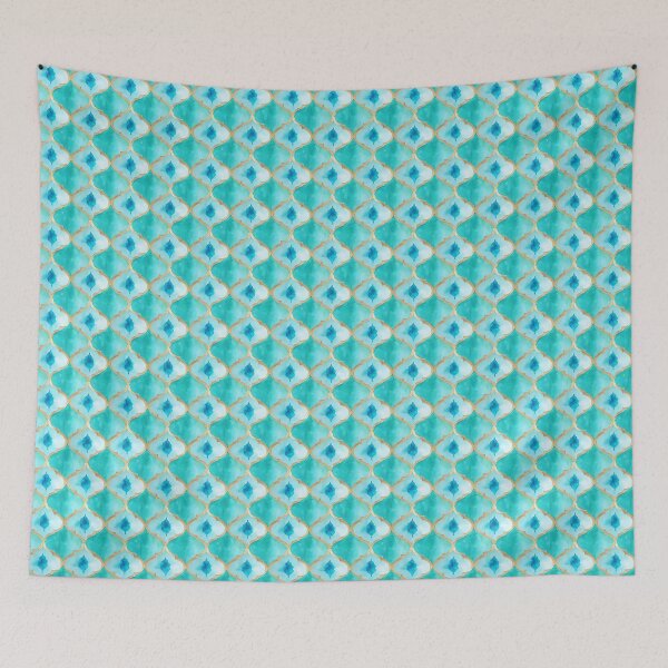 Item preview, Turquoise and gold moroccan tile pattern designed and sold by patterncrow.