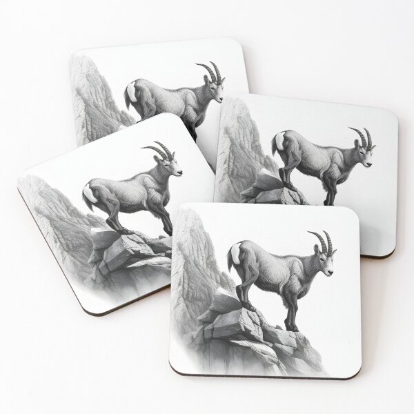 Item preview, Black and White Mountain Goat pencil drawing designed and sold by Pencil-Art.