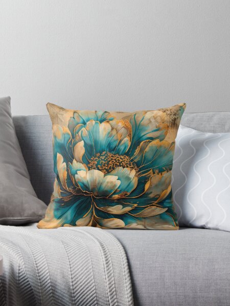 Item preview, Golden Teal Flower Painting designed and sold by MargaretWiktor.