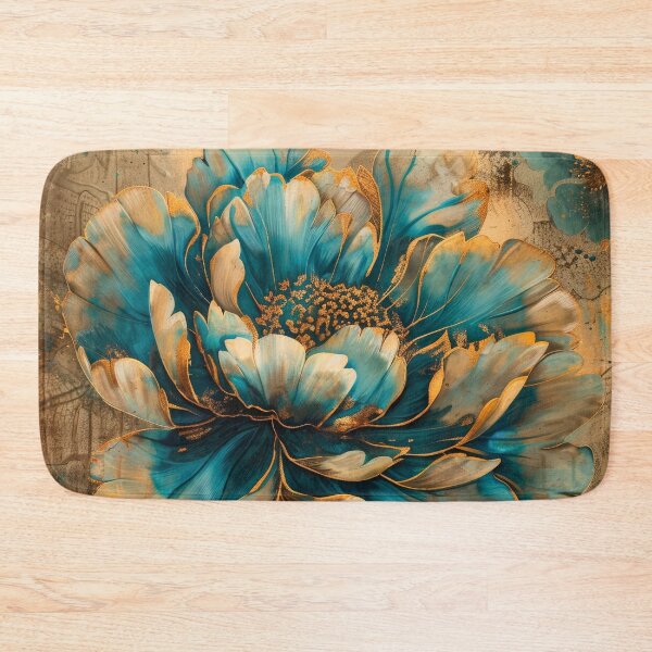 Item preview, Golden Teal Flower Painting designed and sold by MargaretWiktor.