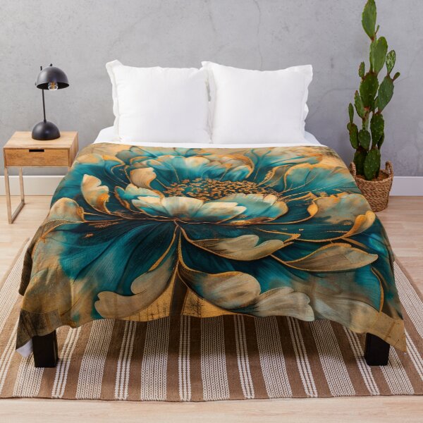 Item preview, Golden Teal Flower Painting designed and sold by MargaretWiktor.
