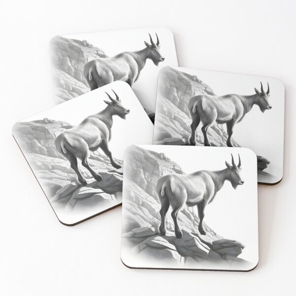 Item preview, Black and White Mountain Goat pencil drawing designed and sold by Pencil-Art.