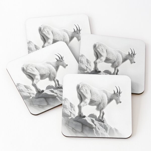 Item preview, Black and White Mountain Goat pencil drawing designed and sold by Pencil-Art.