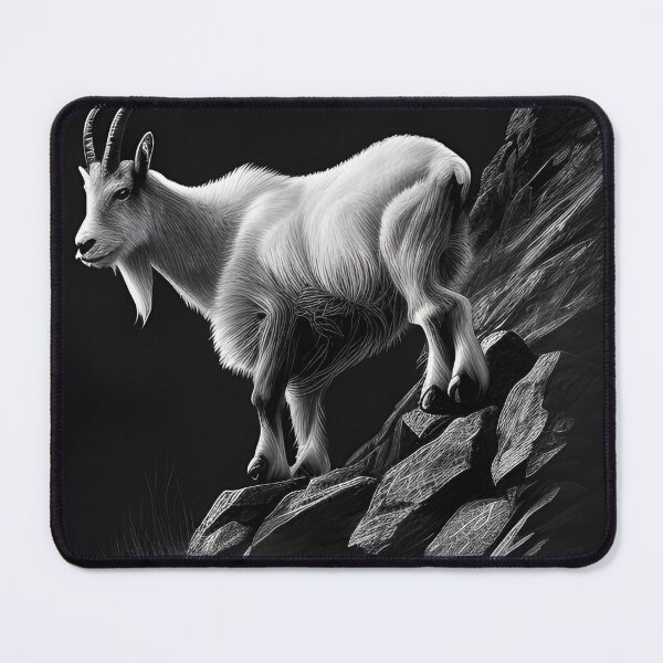 Item preview, Black and White Mountain Goat pencil drawing designed and sold by Pencil-Art.
