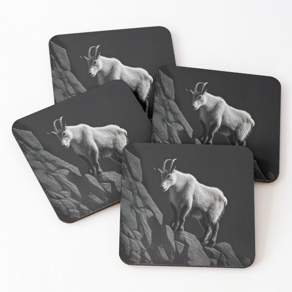 Item preview, Black and White Mountain Goat pencil drawing designed and sold by Pencil-Art.