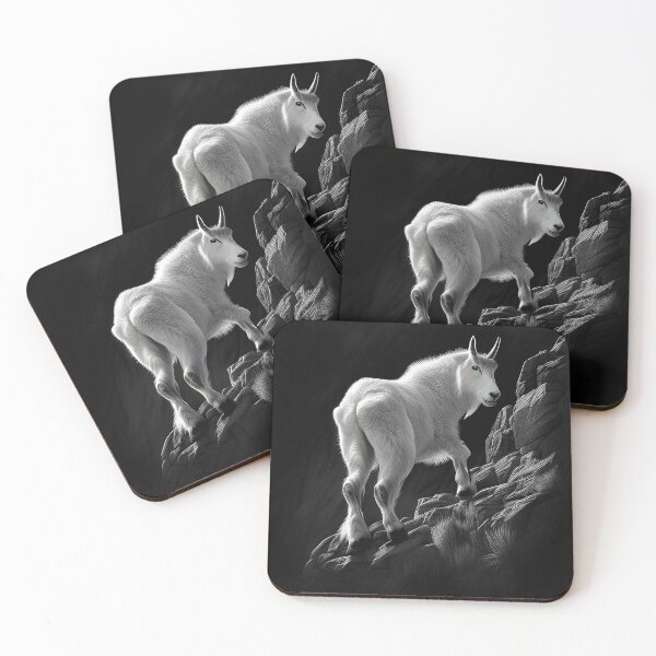 Item preview, Black and White Mountain Goat pencil drawing designed and sold by Pencil-Art.