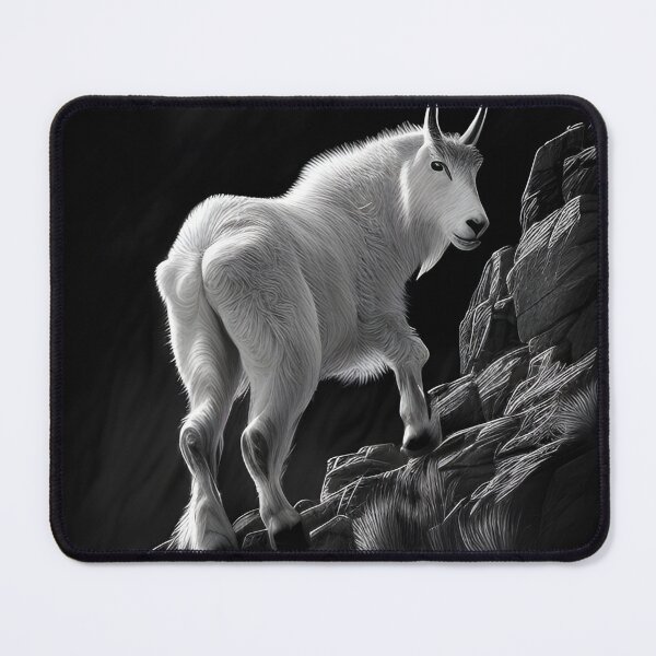 Item preview, Black and White Mountain Goat pencil drawing designed and sold by Pencil-Art.
