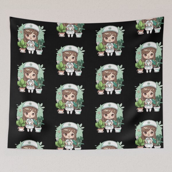 Item preview, Aesthetic nurse with coffee and plants designed and sold by DreamVibeShirt.