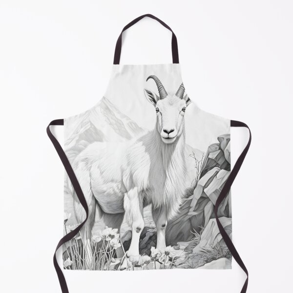 Item preview, Black and White Mountain Goat pencil drawing designed and sold by Pencil-Art.
