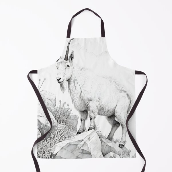 Item preview, Black and White Mountain Goat pencil drawing designed and sold by Pencil-Art.