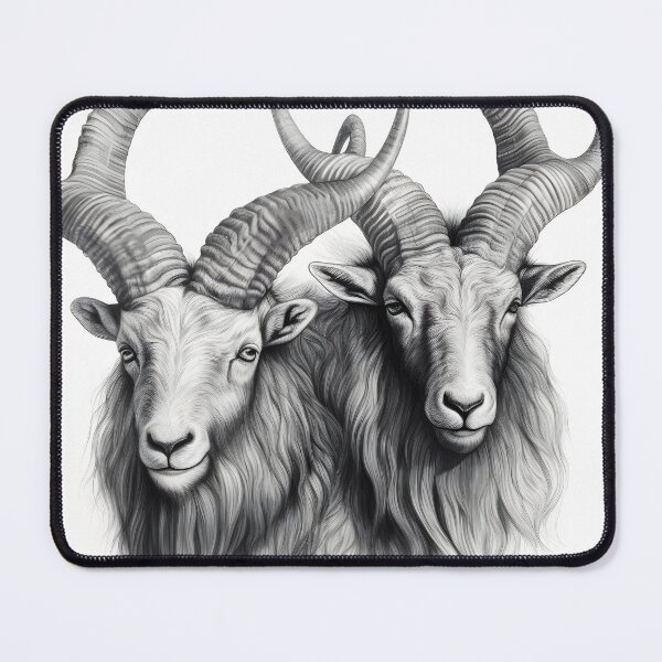 Item preview, Black and White Mountain Goat pencil drawing designed and sold by Pencil-Art.
