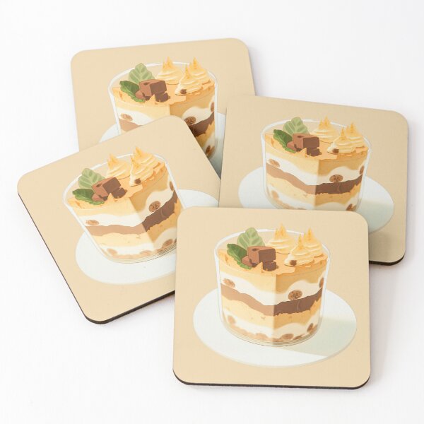 Item preview, Tiramisu or Cake in Glass on Plate designed and sold by NomNomSticker.