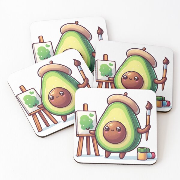 Item preview, Kawaii Avocado With An Artist'S Beret designed and sold by CanvasCutie.