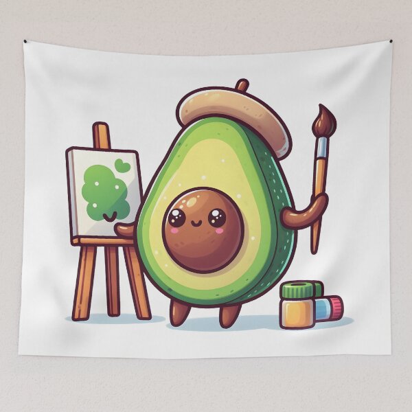 Item preview, Kawaii Avocado With An Artist'S Beret designed and sold by CanvasCutie.