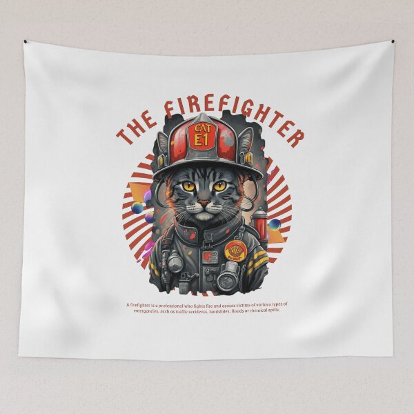 Item preview, firefighter cat designed and sold by PatronesKawai.