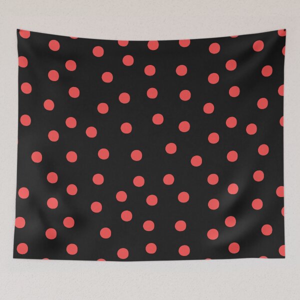 Item preview, Red Polka Dots Pattern on Black designed and sold by PatternInArt.