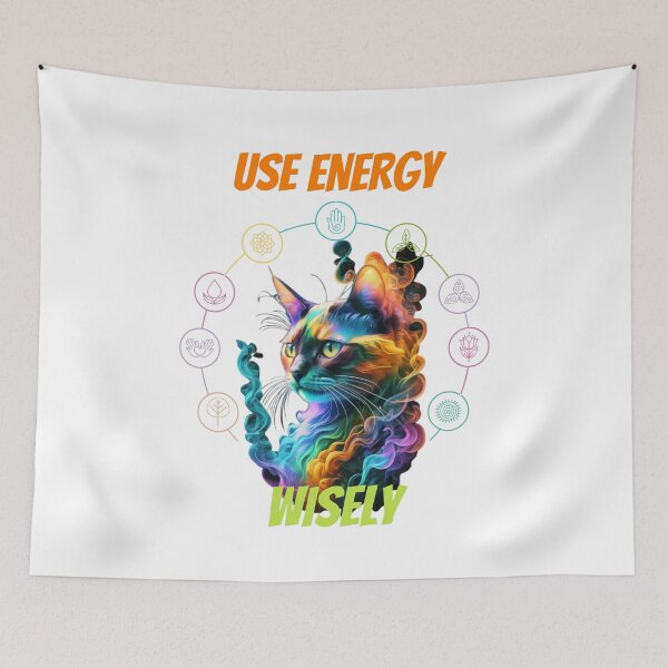 Item preview, "Use your energy wisely" cat yoga II designed and sold by PatronesKawai.