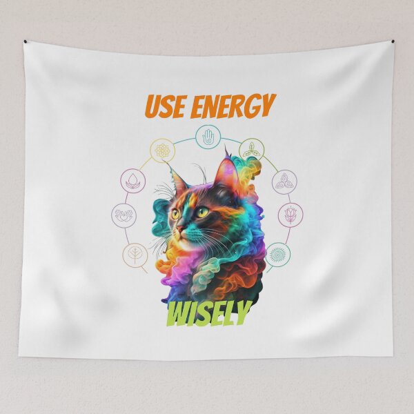 Item preview, "Use your energy wisely" cat yoga III designed and sold by PatronesKawai.
