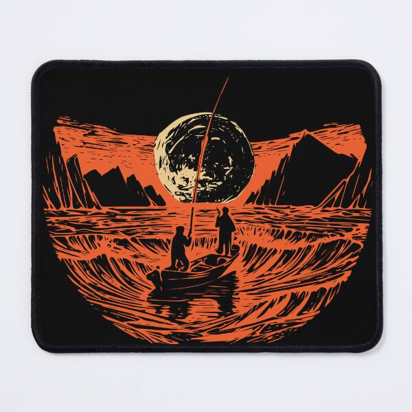 Item preview, Woodcut Boat with Fishermens under the Moon designed and sold by Gonza643.