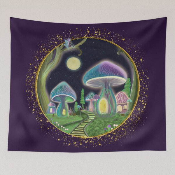 Item preview, Moonlit Fairy Village designed and sold by AdriaCaps Art & Design.