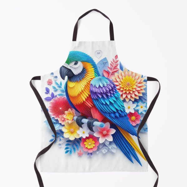 Item preview, Immerse yourself in the artful world of kirigami with a vibrant parrot against a backdrop of colorful flowers. Isolated on white, this masterpiece combines precision and elegance designed and sold by Care-and-Share.