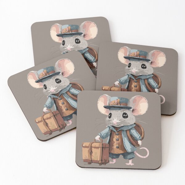 Item preview, little fluffy mouse in cute clothes with a travel suitcase designed and sold by Firas Aljazzar.
