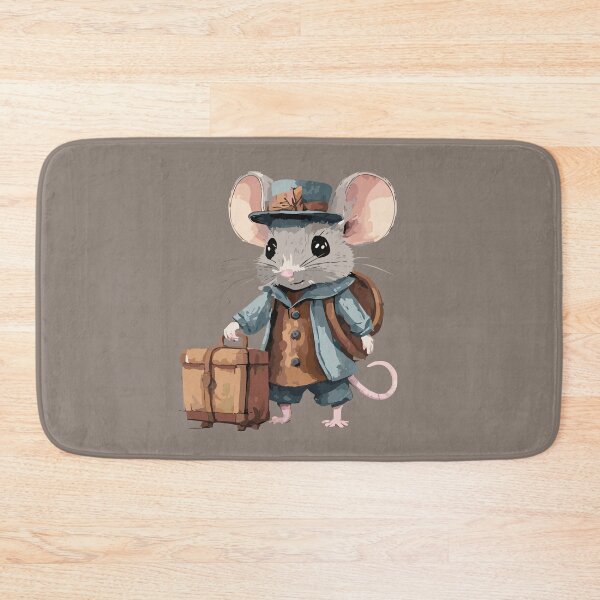 Item preview, little fluffy mouse in cute clothes with a travel suitcase designed and sold by Firas Aljazzar.