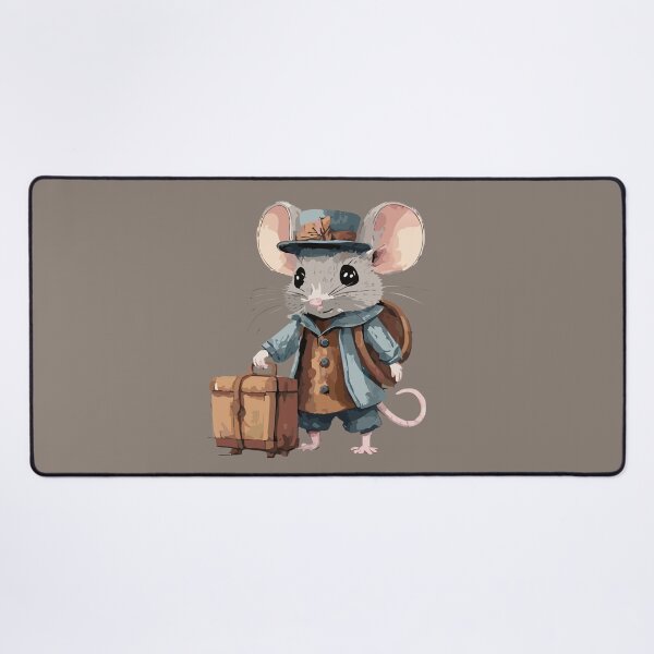Item preview, little fluffy mouse in cute clothes with a travel suitcase designed and sold by Firas Aljazzar.