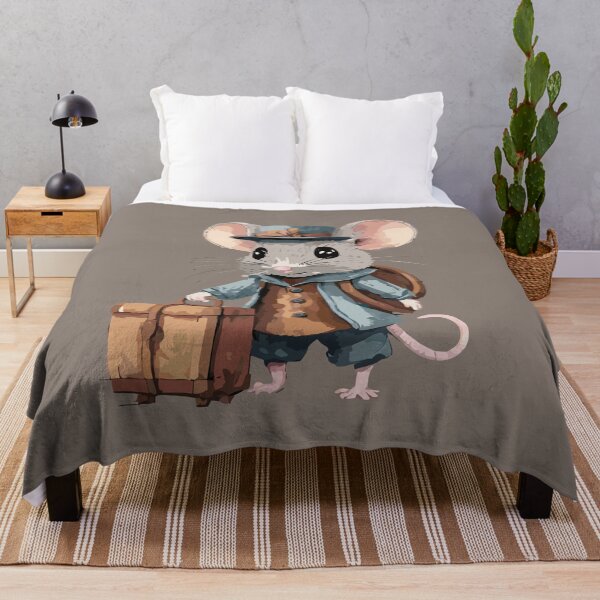 Item preview, little fluffy mouse in cute clothes with a travel suitcase designed and sold by Firas Aljazzar.