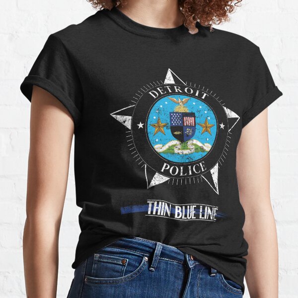 Women's T-Shirt, Thin Blue Line Detroit Skyline - Thin Blue Line USA