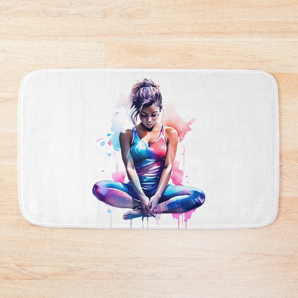 Item preview, Colorful Watercolor Girl Sitting Quietly Meditating designed and sold by anyasevchenko.