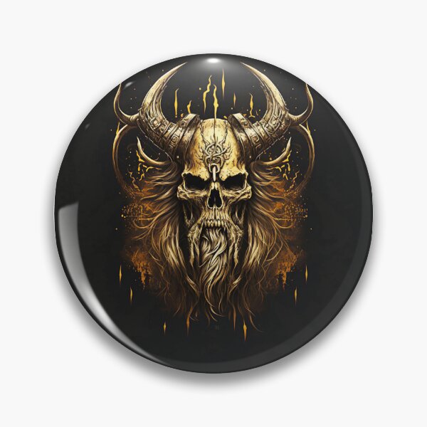 Item preview, Golden scary Viking skull designed and sold by Made-by-Gus.