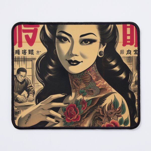 Item preview, Retro Japanese Tattoo Girl designed and sold by PulpVintage.