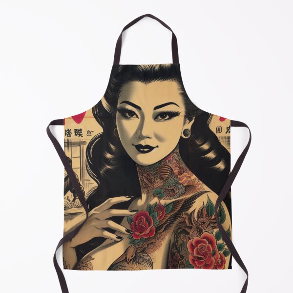 Item preview, Retro Japanese Tattoo Girl designed and sold by PulpVintage.