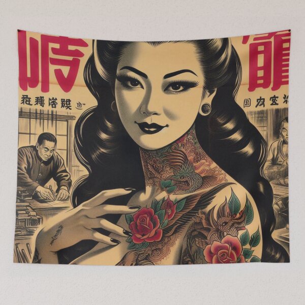 Item preview, Retro Japanese Tattoo Girl designed and sold by PulpVintage.