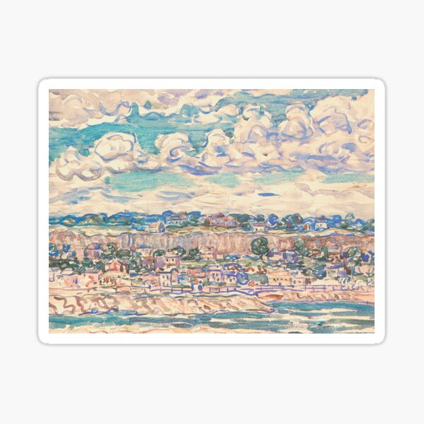 Vintage St Malo Coastline Watercolour Painting | P598 Sticker