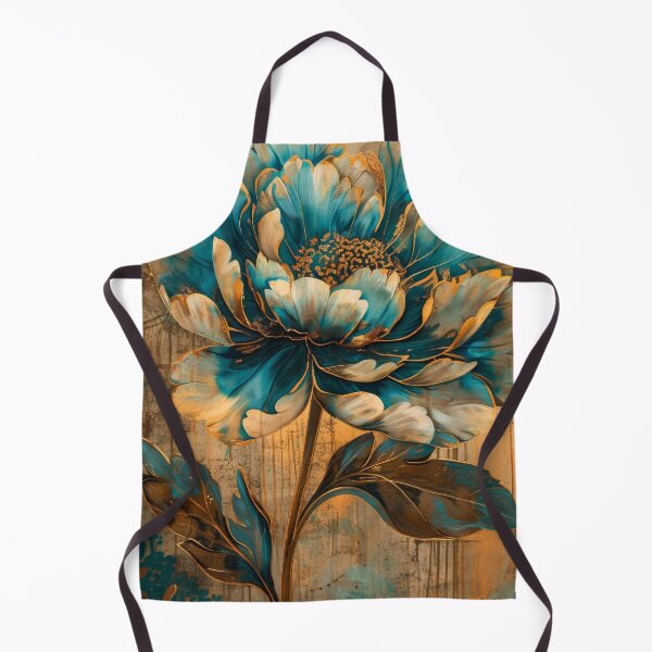 Item preview, Golden Teal Flower Painting designed and sold by MargaretWiktor.