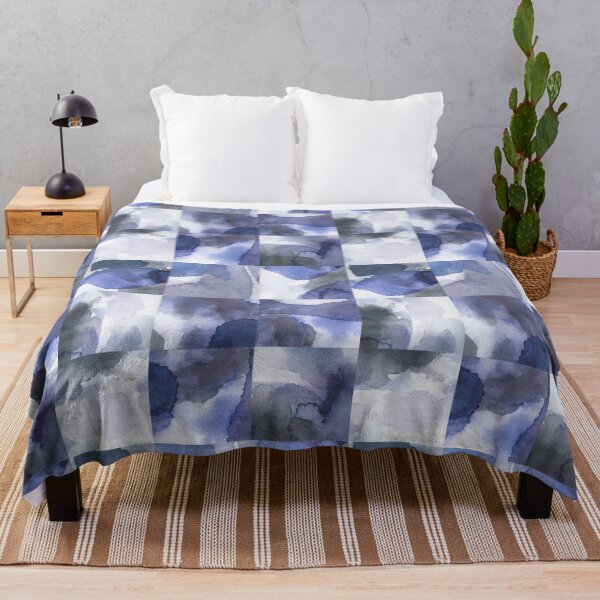 Item preview, Squared handmade watercolor collage blue designed and sold by Alessandro Remo Mazzoni Remotextiles.