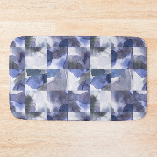 Item preview, Squared handmade watercolor collage blue designed and sold by Alessandro Remo Mazzoni Remotextiles.