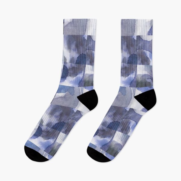 Item preview, Squared handmade watercolor collage blue designed and sold by Alessandro Remo Mazzoni Remotextiles.