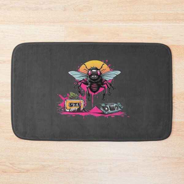 Item preview, Yet Another 1980s Theme-Spider Mixed with a House Fly-graphic-shirt-Drips, Speakers and Audio Cassettes. With Dayglow. designed and sold by markmm9.