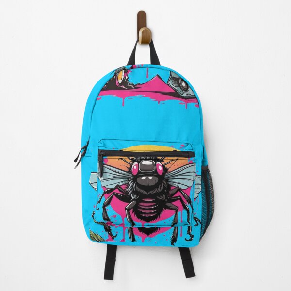 Item preview, Yet Another 1980s Theme-Spider Mixed with a House Fly-graphic-shirt-Drips, Speakers and Audio Cassettes. With Dayglow. designed and sold by markmm9.