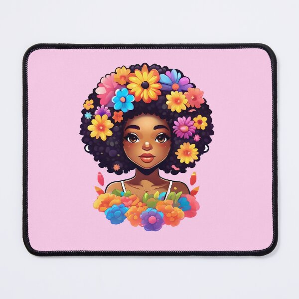 Item preview, afro girl with flowers in her hair  designed and sold by Cosmicreations1.
